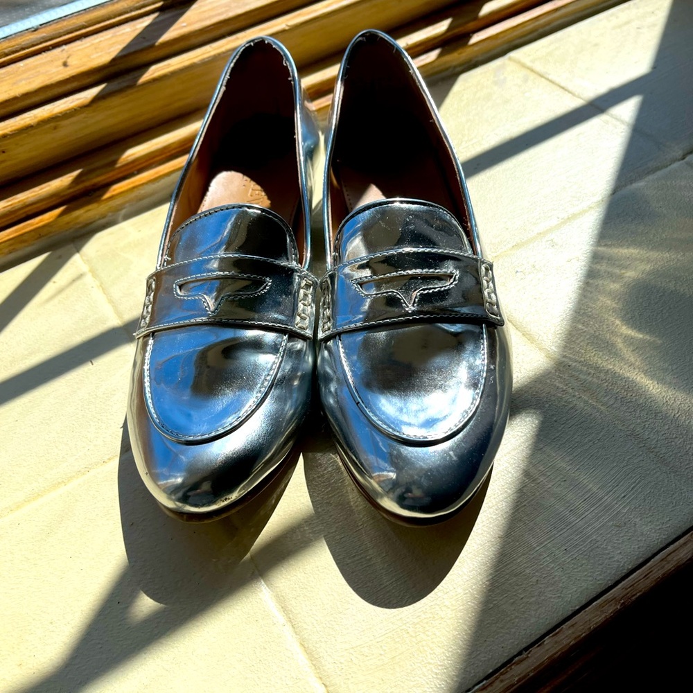 J.Crew Mirror Metallic Silver Loafers